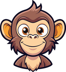 Obraz premium Cartoon Monkey Face Vector - Fun T-Shirt Design. Generated With AI
