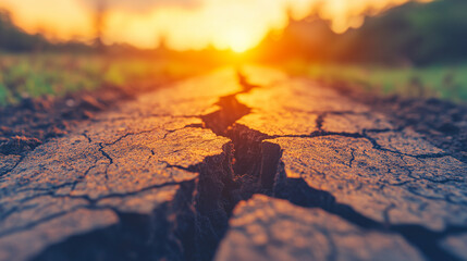 Obraz premium Sunset Over Cracked Earth