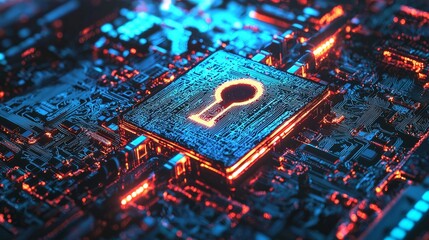 A network protected by quantum encryption, visualized through secure quantum channels and unbreakable codes, representing the future of cybersecurity