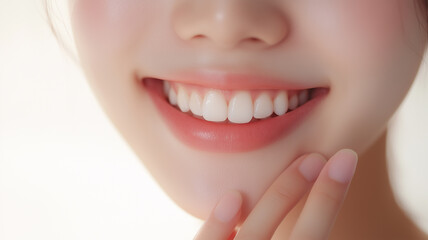 Obraz premium 口元に焦点を当てた女性のクローズアップ