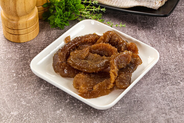 Herring roe snack in the plate