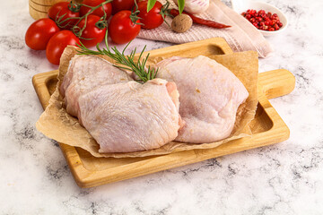 Raw chicken thighs for cooking