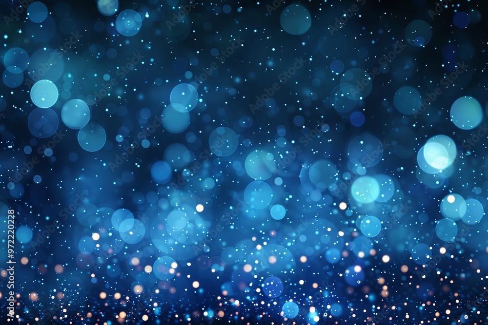 Poster sparkling blue bokeh light effect on a shining vector sky background for dreamy and elegant designs.