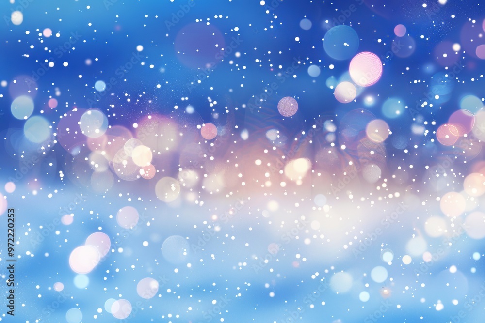 Poster sparkling blue bokeh light effect on a shining vector sky background for dreamy and elegant designs.