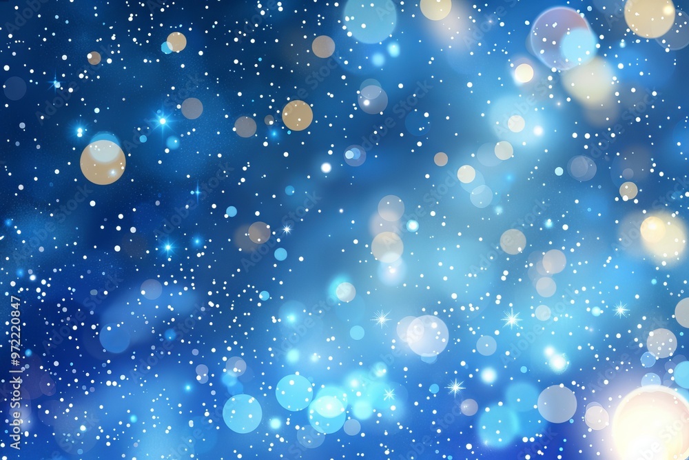 Poster sparkling blue bokeh light effect on a shining vector sky background for dreamy and elegant designs.