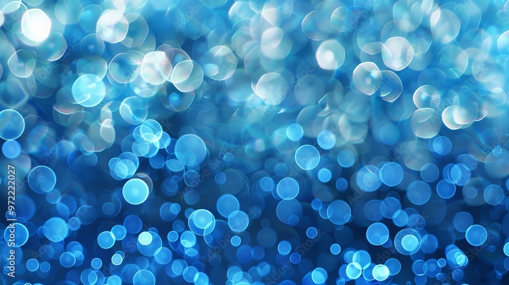 Poster abstract vector background featuring bokeh blue lights with sparkling circles and glowing texture
