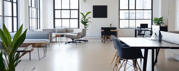 Minimalist office with perfectly balanced decor, focusing on simplicity and functional design.