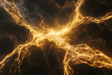 A Magical Display of Dazzling Golden Particles in a Mesmerizing Flow of Light and Energy