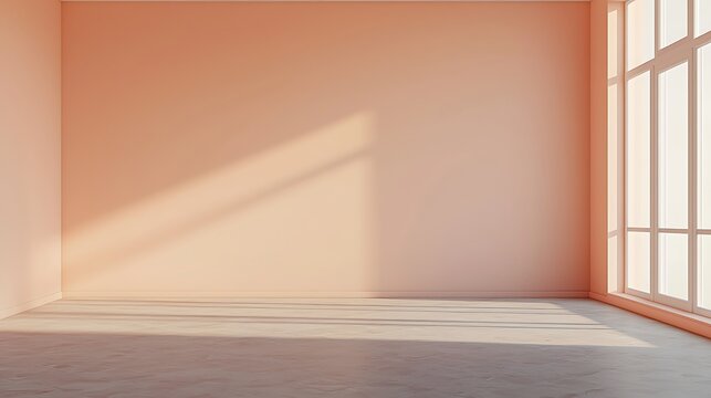 Tranquil spac with pastl pach walls and minimalist styl.