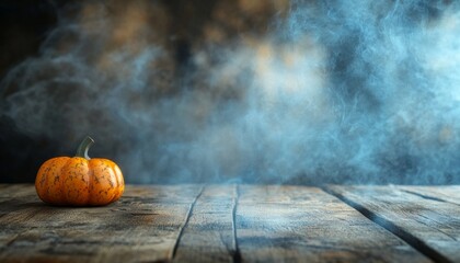 Smoke and Mist on a Wooden Table Creating a Mysterious and Eerie Atmosphere