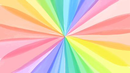 手描き水彩のパステルカラーサンバースト放射背景　16:9