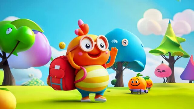cartoon character cute Educational Video 4K