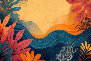 Background design for asian american and pacific islander heritage month showcasing vibrant colors and wave motifs