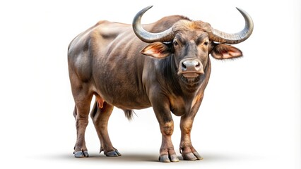 Naklejka premium Buffalo standing alone on white background