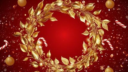 Luxuri&ouml;ser Weihnachtshintergrund: Edles Rot-Gold-Design. Festliche Eleganz f&uuml;r exklusive Werbung, Gru&szlig;karten, Einladungen. Glamour&ouml;se Ornamente, glitzernde Akzente. Premium-Look f&uuml;r Festtagsdesigns