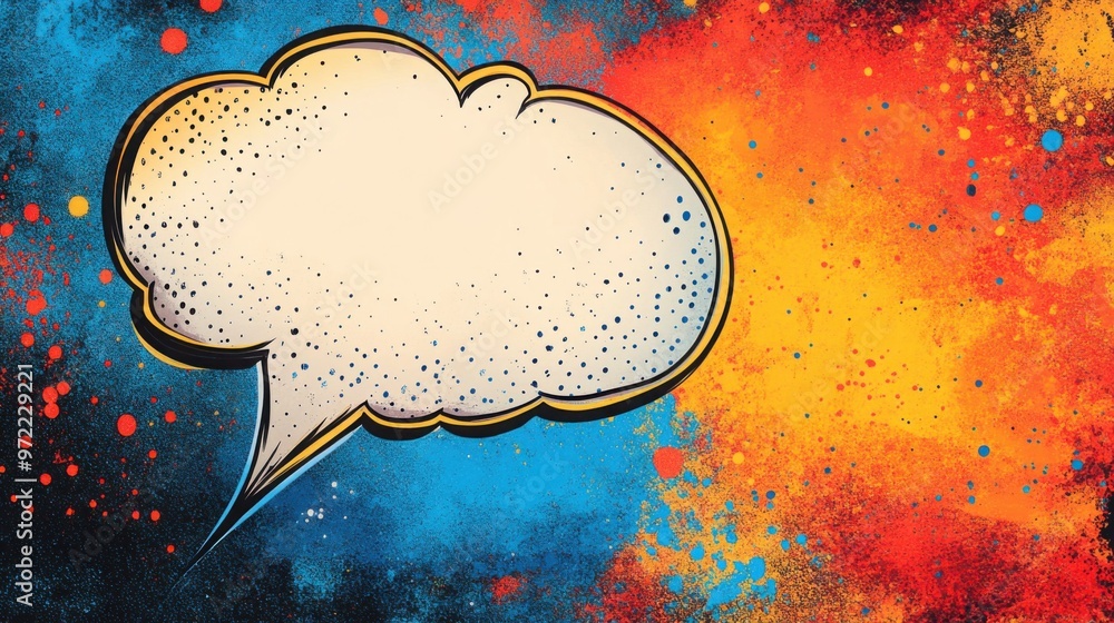 Poster vibrant comic book style speech bubble on a colorful pop art background showcasing dynamic colors an