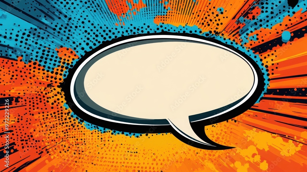 Poster vibrant comic book style speech bubble on a colorful pop art background showcasing dynamic colors an