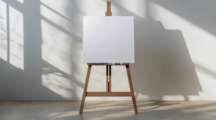 A Blank Canvas on an Easel in a Room with Sunlight Streaming Through the Window