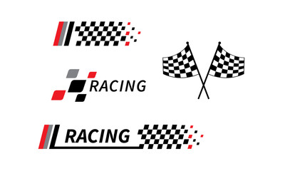 Racing stripes. Race flag. Checkered flag. Sport car decal stripes. Automotive graphics. Vector illustration