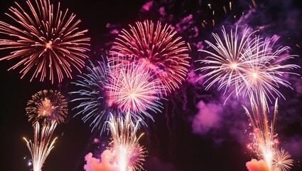 A dazzling display of colorful fireworks in the night sky.