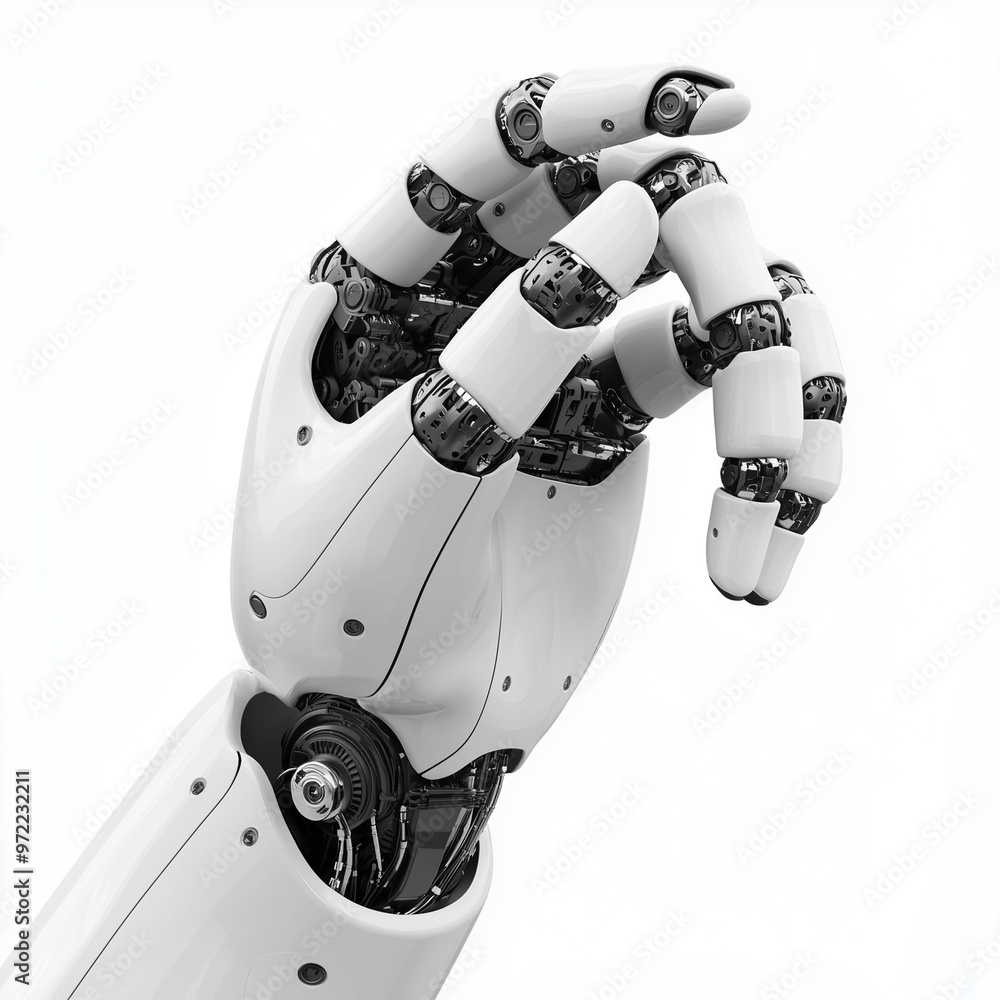 Poster 3d render of a robot hand isolated on a white background