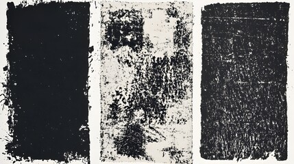 Letterpress ink textures. Set of 3 Rough, eroded lino print textures taken from high resolution scans. Compound path and paths optimised. 