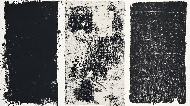 Letterpress ink textures. Set of 3 Rough, eroded lino print textures taken from high resolution scans. Compound path and paths optimised. 