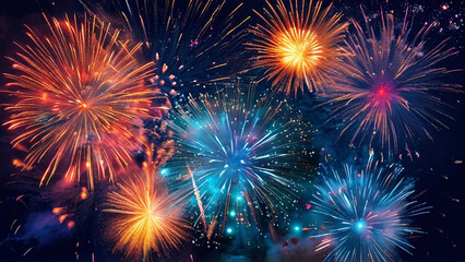 Fototapeta premium A dazzling display of colorful fireworks in the night sky.