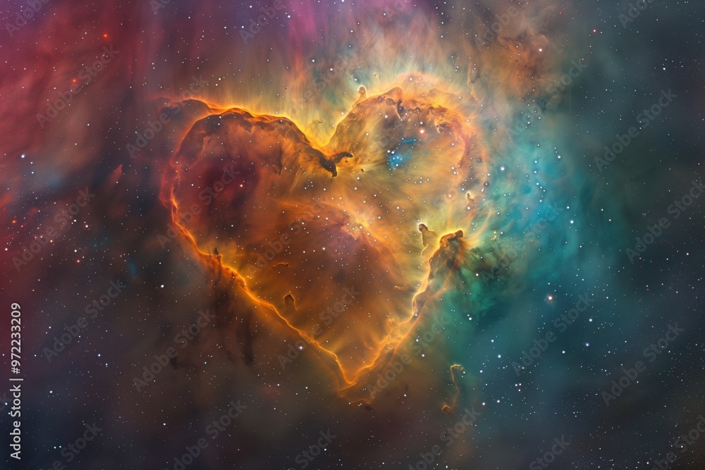 Wall mural heart nebula in space against a colorful backdrop