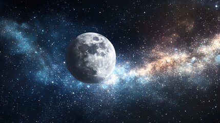 Obraz premium Panoramic view of the moon out in the space