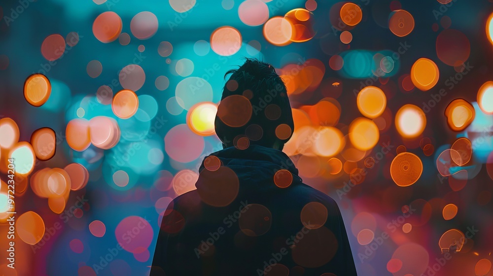 Poster vibrant and artistic bokeh background with colorful light effects for creative design projects