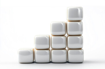 White cubes forming a staircase going up on white background
