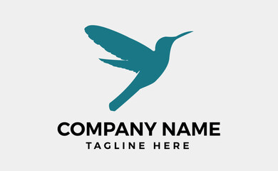 hummingbird logo design, vector illustration, simple logo template, Minimal Logo, Editable fill color illustration.
