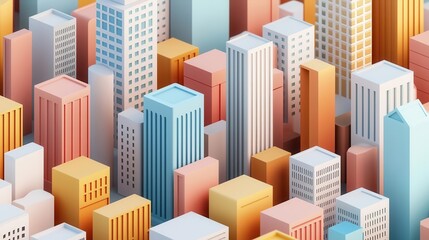 Isometric 3D city blocks, clean and structured, 3D illustration
