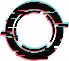 Naklejka premium Black circle showing glitch effect on white background