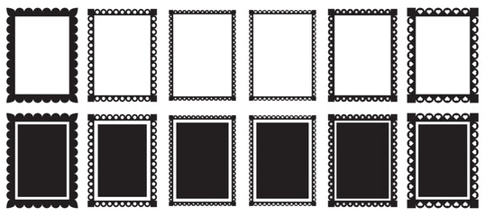 Scalloped edge frame border set. Scalloped rectangle frames collection. Decorative borders for crafts, textiles and card making