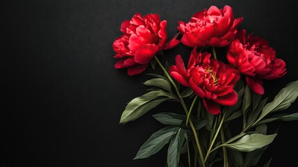 Bouquet of peony on dark background