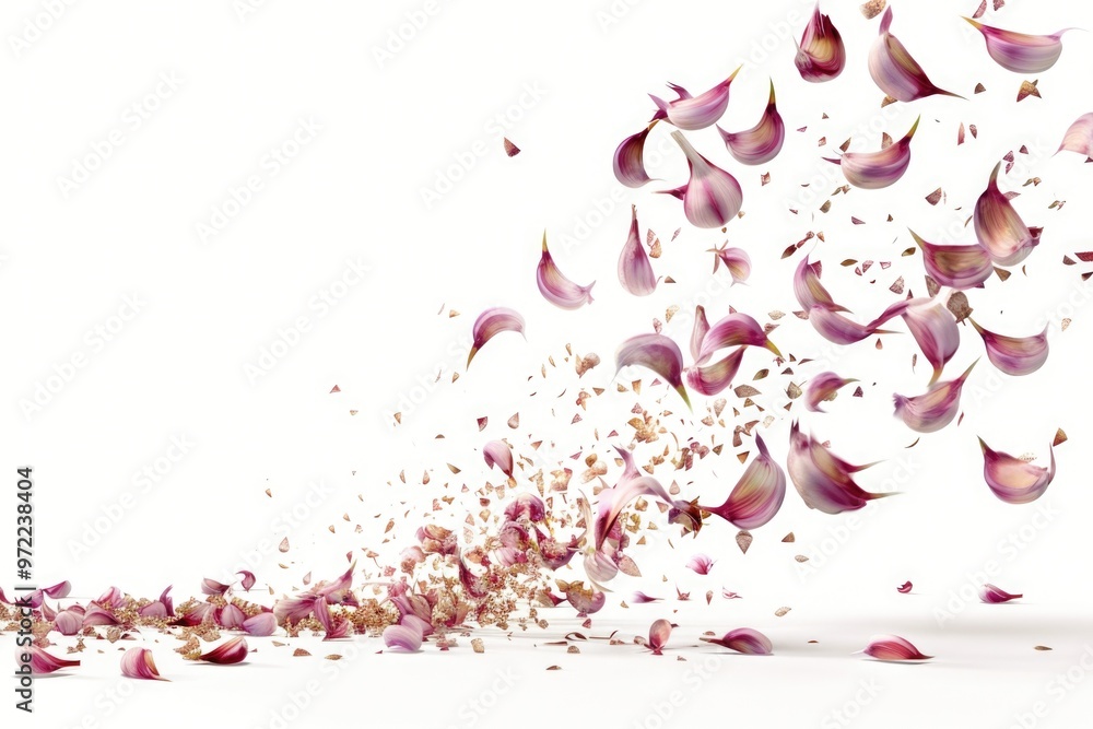 Poster a cluster of purple flowers on a clean white background, perfect for use in designs and layouts wher