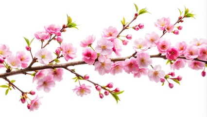 Fototapeta premium Cherry blossom branch isolated on white background