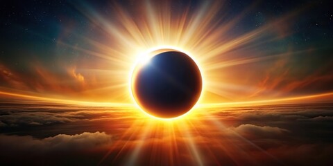 Obraz premium A stunning image of a total solar eclipse where the moon completely covers the sun creating a mesmerizing glowing effect in the sky, cosmic, moon,solar eclipse, natural, macro., sky