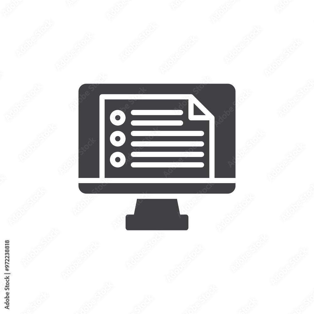 Poster computer screen with checklist vector icon