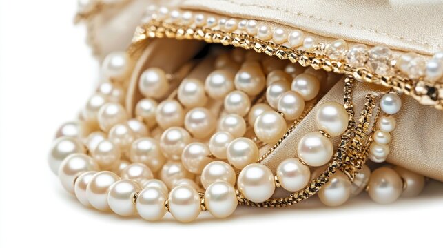 Pearl Jewelry in a Satin Bag