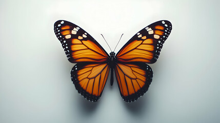 Fototapeta premium Monarch Butterfly Wings Spread on White Background
