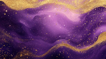 Purple and Gold Abstract Art