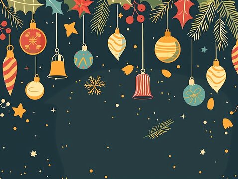 Elegant Christmas party invitation, festive design, flat design illustration