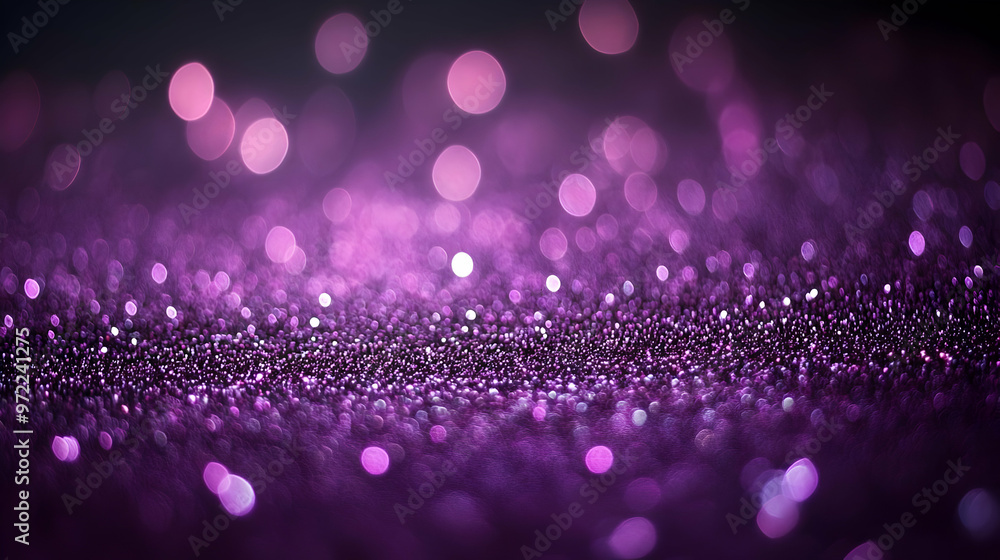 Wall mural purple glitter background with bokeh lights