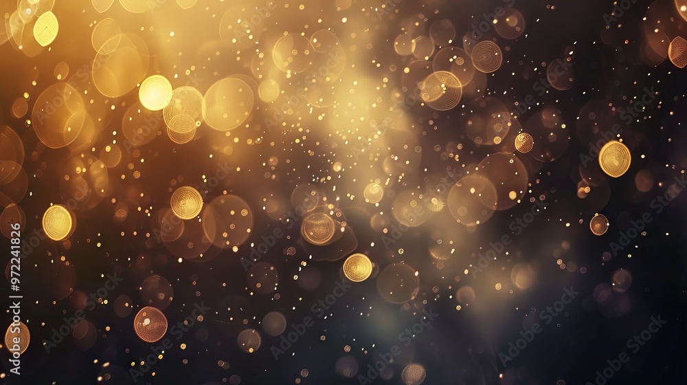 Poster golden bokeh blur abstract background with soft shimmering lights, perfect for festive designs, eleg
