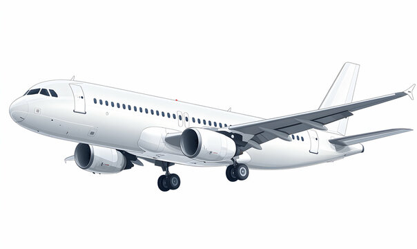 A white airplane isolated on white background.