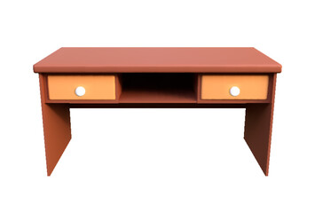 Empty wooden desk with drawers, ideal for a clerk, manager, or executive's workspace. Realistic set against a white background.