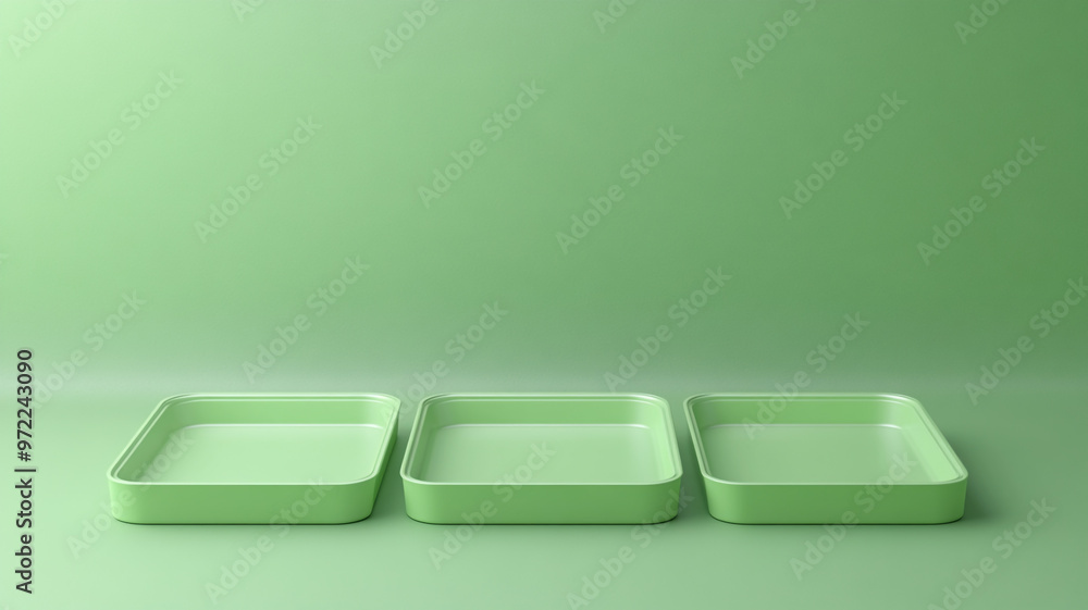 Aufkleber simple green square trays arranged in a row on a solid colored background